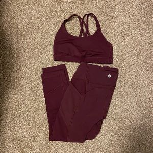 Maroon Matching Lululemon Workout Set